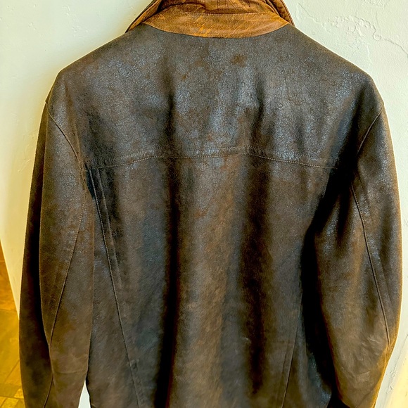 Stones faux leather heavy duty coat with textured leather brown style ,size 42/L - Picture 7 of 9